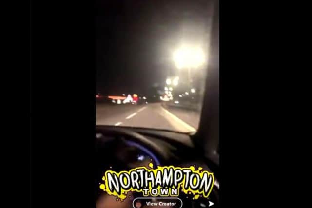 Driver videos himself speeding towards Northampton on the A45
