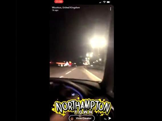 Driver videos himself speeding towards Northampton on the A45