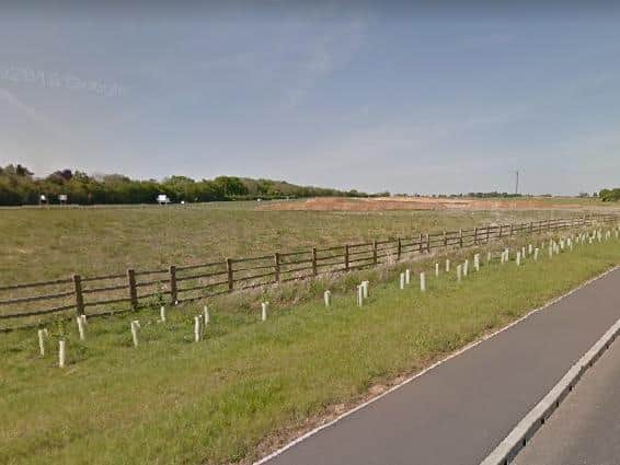 The site just off the new stretch of the A43 will be built on.