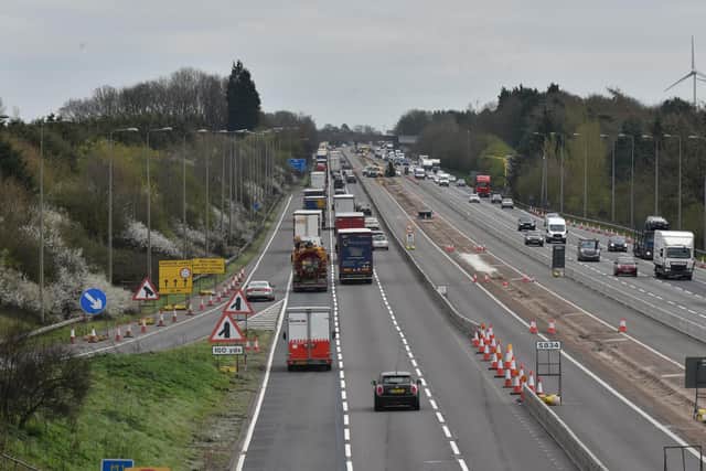 Work on turning the M1 stretch through junction 15 into a smart motorway is due to finish next year
