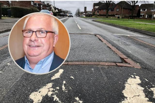 Cllr Mark Pengelly is leading the voices who are fed-up with the state of the roads on the Lloyds  estate. Picture: JPI Media / APSE