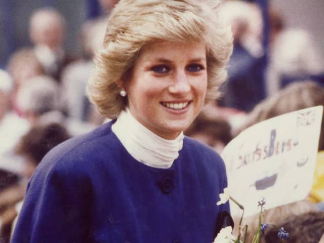 Princess Diana in Wellingborough at a visit to Saxby's