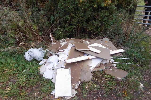 The fly-tipped waste at Denford Ash