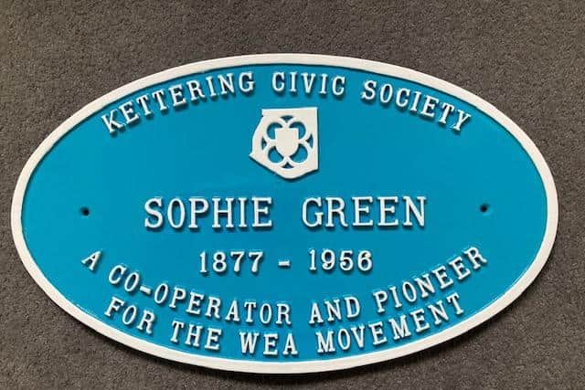 The blue plaque is the first in Kettering dedicated to a woman