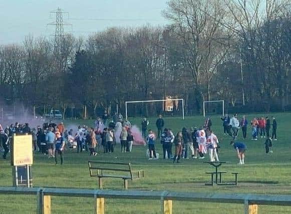 The scene on the park in Corby.