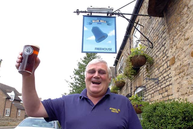 Former landlord Jim Caulfield celebrates being in the Good Pub Guide in September 2008