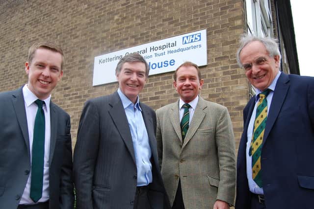 L-R: MPs Tom Pursglove, Philip Dunne, Philip Hollobone and Peter Bone outside KGH.