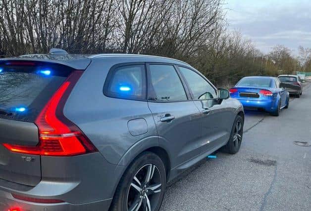 The driver of this speeding Audi RS4 is heading to court after also failing a drug test after being stopped on the M1. Photo: @Northants_RPU