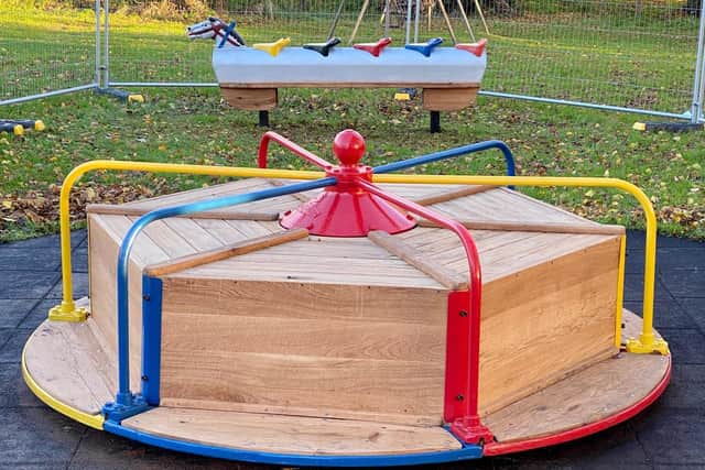 The roundabout and rocking horse at Woodnewton