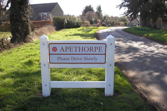 The Apethorpe entrance sign