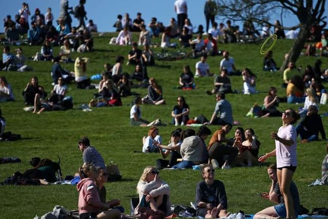 Police expect people to flock to Northamptonshire's parks today — this was the scene in London's Primrose Hill yesterday. Photo: Getty Images