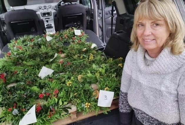 David's sister Sally made seasonal wreaths to give the fundraising a boost.