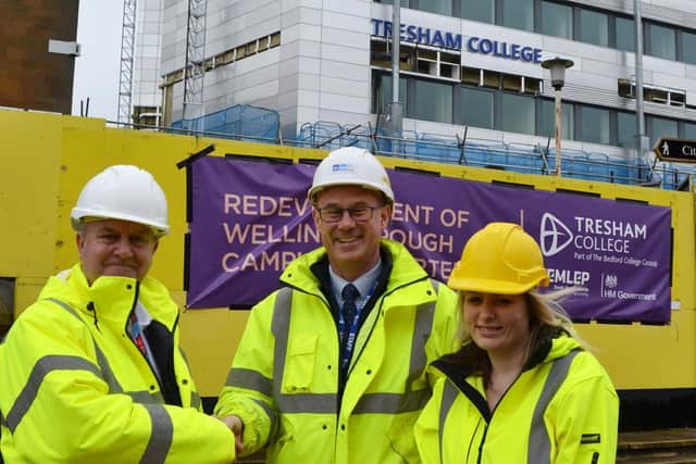Cllr Martin Griffiths (left) at the Tresham College campus in Wellingborough town centre