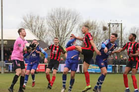 Action from Kettering Town's 1-1 draw with Gloucester City at the weekend. Picture by Peter Short
