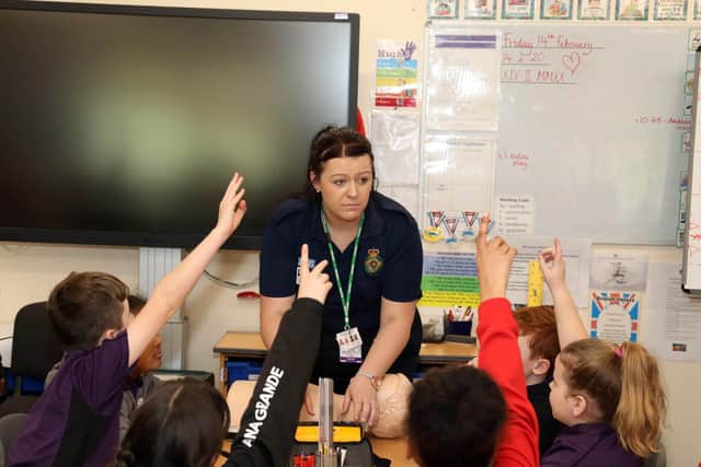 Stacey working with Danesholme Junior Academy students