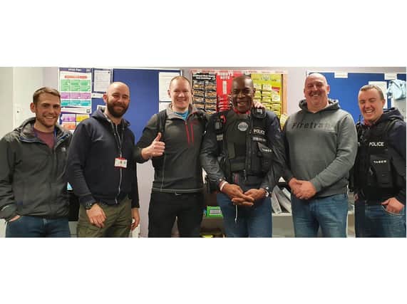 Frank Bruno visited police officers in Kettering. Credit: Kettering proactive team