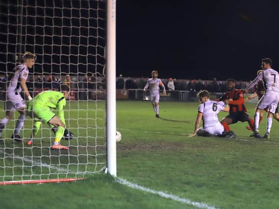 Kettering Town drew another blank in front of goal in Tuesday's 0-0 draw with Hereford. Pictures by Peter Short