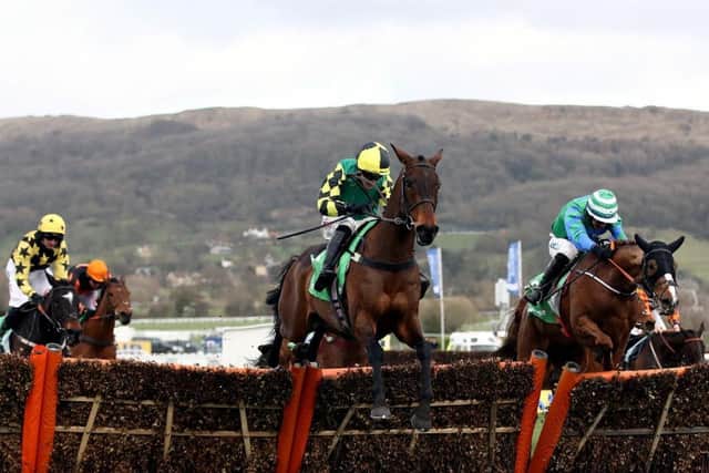 Lisnagar Oscar and Adam Wedge on their way to winning the Paddy Power Stayers' Hurdle