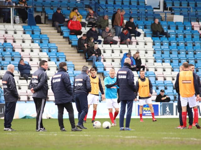 The Kettering Town squad were in action at AFC Telford United, despite other leagues halting their seasons due to the coronavirus pandemic. Pictures by Peter Short
