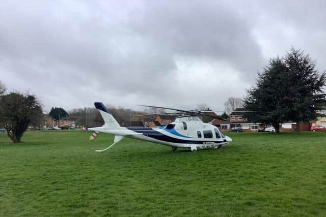An air ambulance lands nearby. Picture by Garry Donaghey