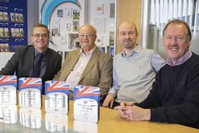 From left, Darren Roughton, Managing Director, Sign of the Times; David Redhead, Managing Director, Astley; Gavin Redhead, Commercial Director, Astley; David Forrester, Sales Director, Astley.