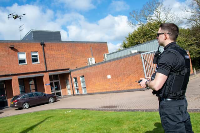 A Northamptonshire Police officer with one of the new drones