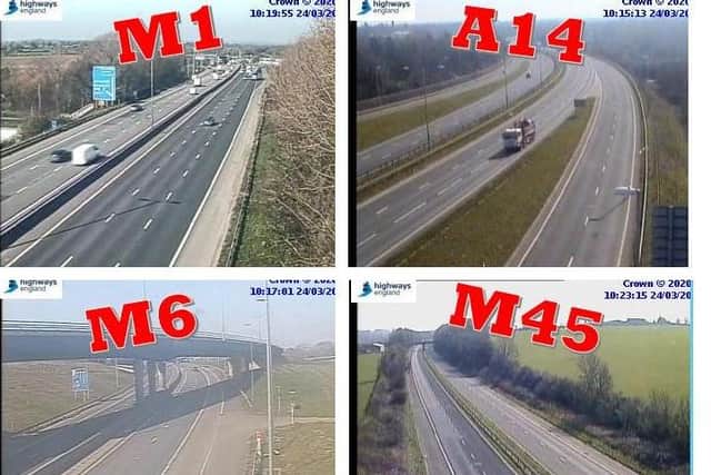 How the county's motorways looked on day one of the lockdown