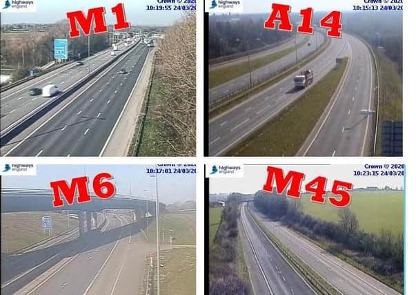 How the county's motorways looked on day one of the lockdown