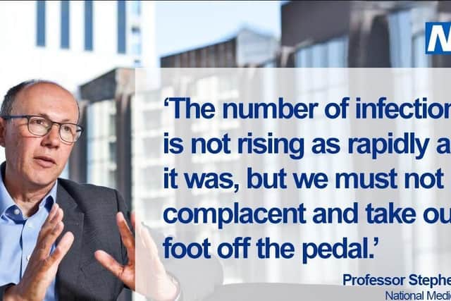 Prof Stephen Powis warns "we're not out of the woods yet"