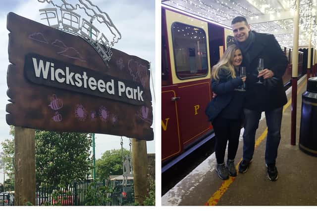 Jason Hill proposed to Candice Fleming on the park's train platform