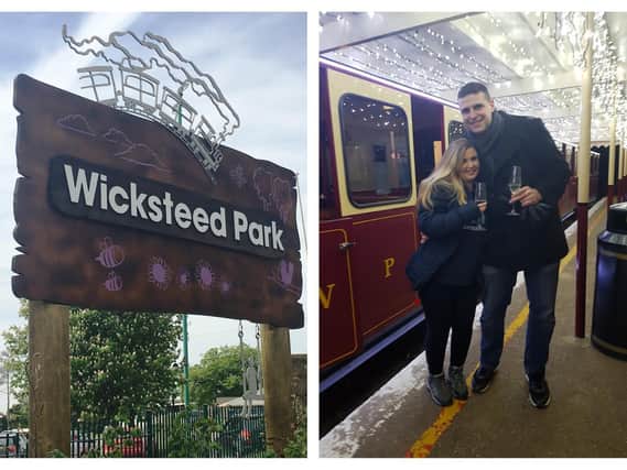 Jason Hill proposed to Candice Fleming on the park's train platform