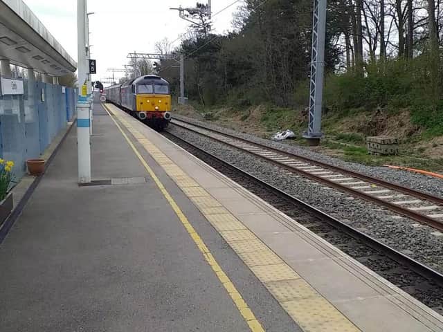 This class 90 locomotive was seen at Corby yesterday checking gauging