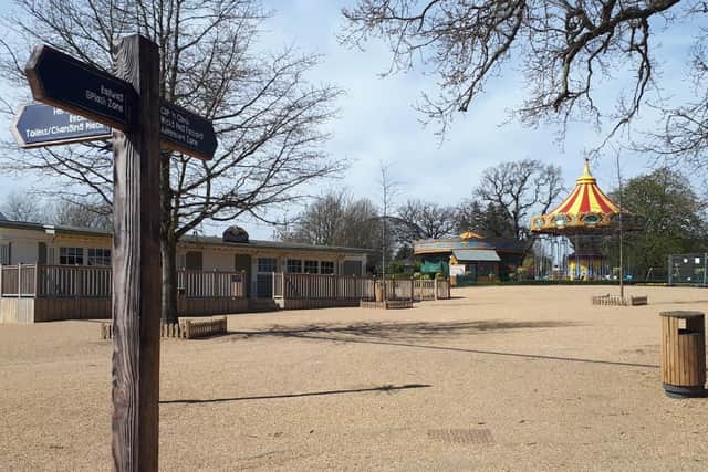 The main plaza at Wicksteed Park