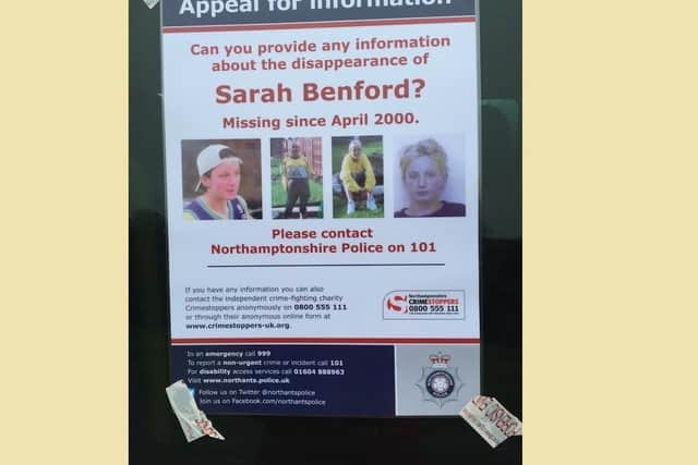 Despite a nationwide appeal, no trace has ever been found of Sarah Benford