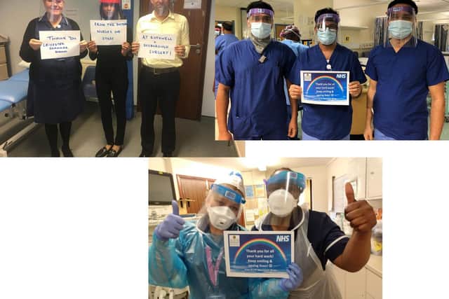 Grateful NHS staff say thank you.