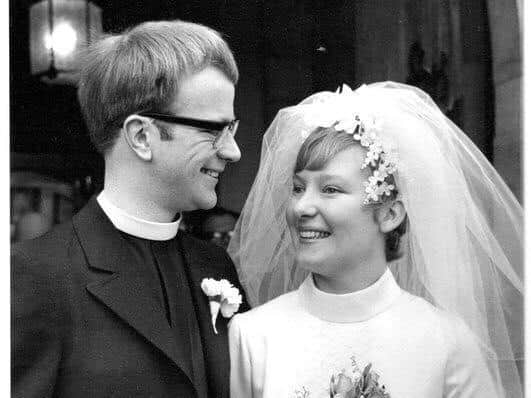 The couple tied the knot at St John the Baptist church, Windlesham