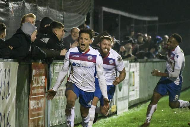 Jack Ashton was AFC Rushden & Diamonds late hero against Stourbridge. Picture courtesy of HawkinsImages