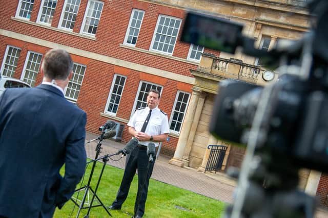 Chief Constable Nick Adderely faces the TV cameras on Thursday