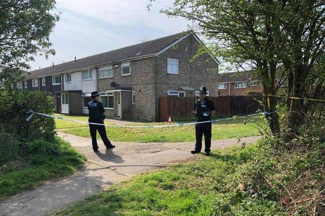 Police at the scene on Saturday