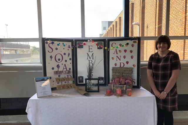Team Ember from Guilsborough School with their trade stall at Swansgate Shopping Centre in Wellingborough in February. Photo: Young Enterprise