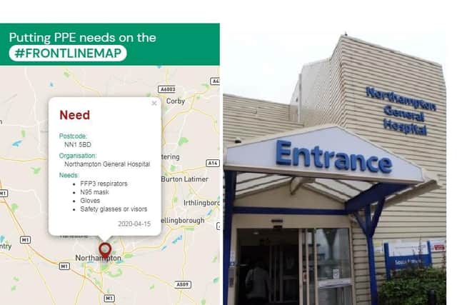 The plea for PPE at Northampton General was posted on Wednesday