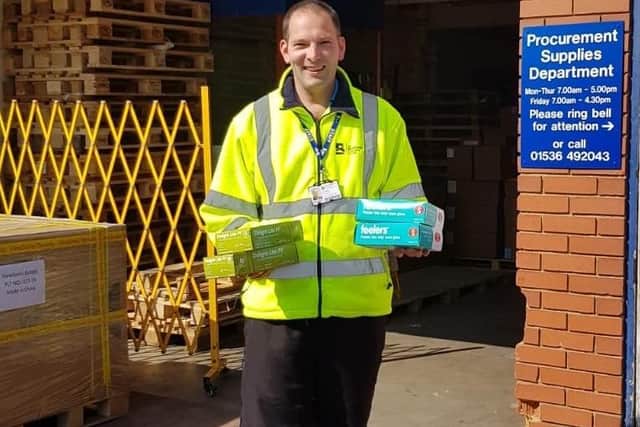 Laurence Shone from the estates team delivering to Kettering General Hospital