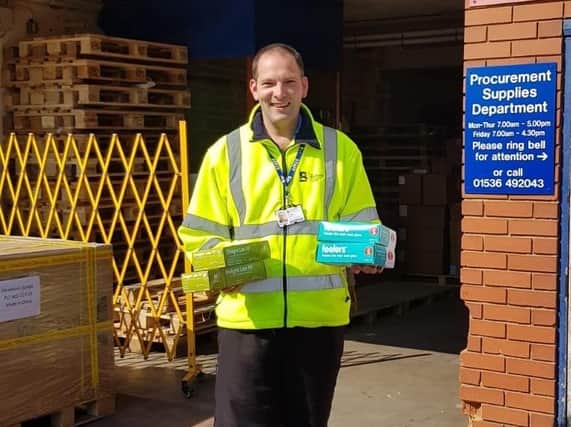 Laurence Shone from the estates team delivering to Kettering General Hospital