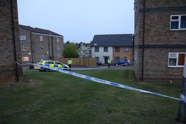 Police at the scene on Friday (April 17). Photo: Alison Bagley.