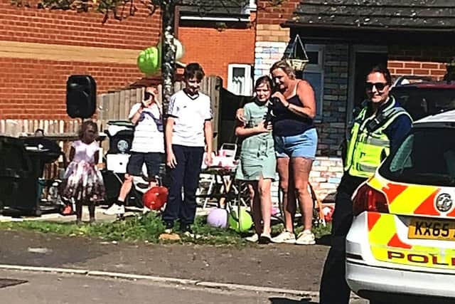 Chloe-Louise Horne celebrating her 11th birthday with a surprise visit from the emergency services