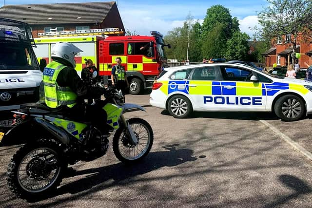 The emergency services at Chloe-Louise's house in Rushden