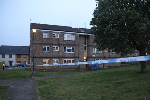 Police at the scene. Picture by Alison Bagley.