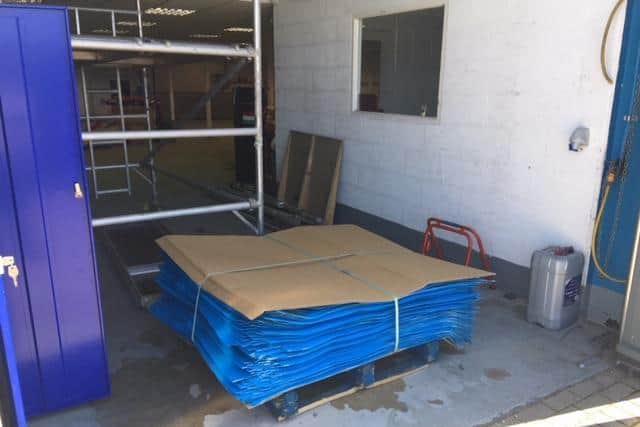 Polypropylene from Polypipe being delivered to Silverstone Park to be used to make personal protective equipment needed by the NHS in Northamptonshire. Photo: Silverstone Technology Cluster