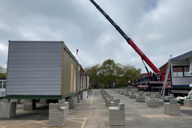 The modular building has been constructed off-site