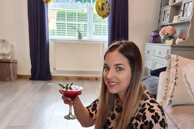 Kelli celebrating her 30th birthday at home
